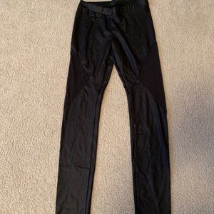 Forever 21 black leather leggings with mesh